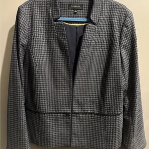 Talbots lined blue and grey houndstooth blazer